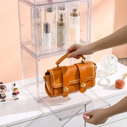 Clear Display Box Stackable Plastic Dustproof Storage Bins Figures Display Collectibles Bag Cosmetic Show Case with Interlayers