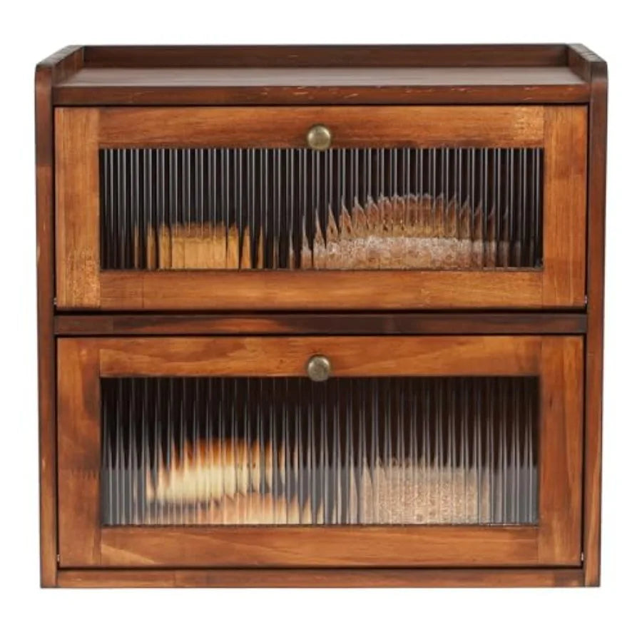 Bread Box for Kitchen Countertop Wooden Bread Storage Container