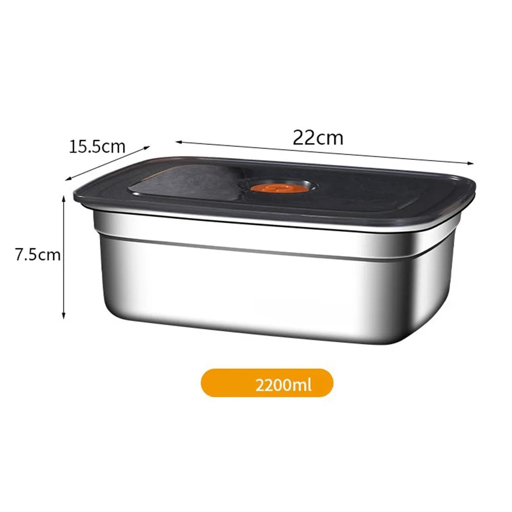Stainless Steel  Large Capacity Refrigerator Freezer Storage Box Sealed Microwave Suitable Leak-proof Box
