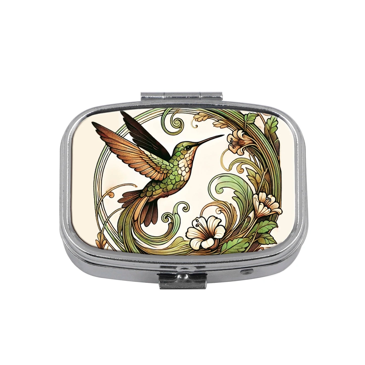 Cute Cats Pill Box Divided Metal Square Animals Tiger Birds Pill Box Travel Portable Medicine Case