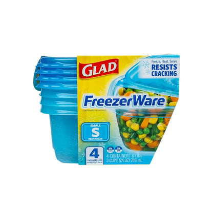 Ware FreezerWare Food Storage Containers with Lids, Small Rectangle BPA Free Plastic for Freezing Soups and Meal Prep, Crack