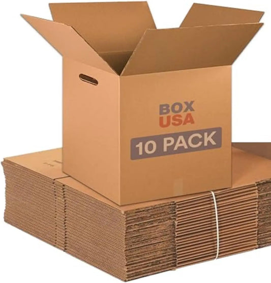 18x18x18 Double Wall Corrugated Boxes with Handoles, Pack of 10 for Shipping, Moving, Storage