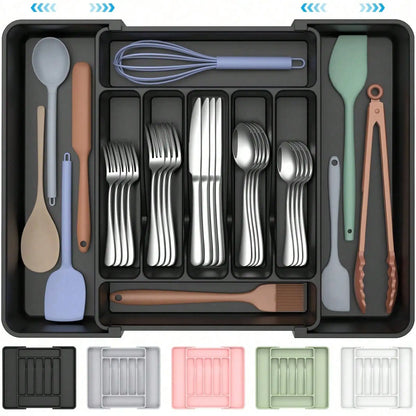 Kitchen tableware storage expert Extra Large Expandable Silverware Organizer