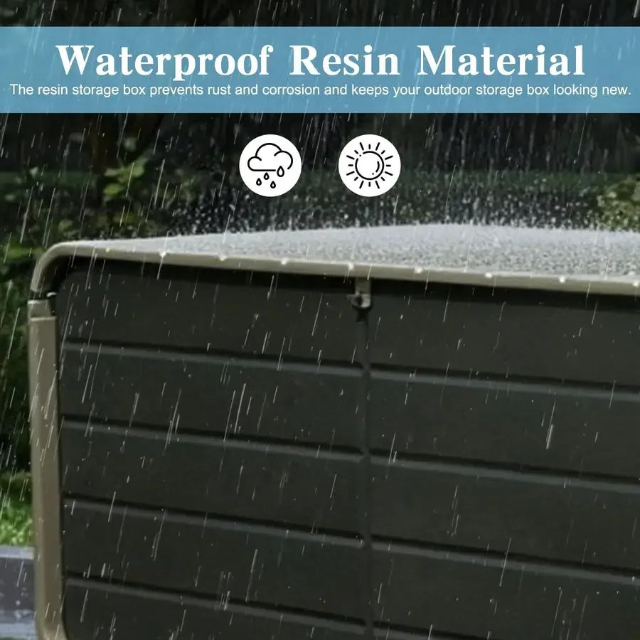 200 Gallon Resin Deck Box, Waterproof amp UVResistant Outdoor Large Storage Box Lockable Storage Bin for Patio Cushions Pool Su