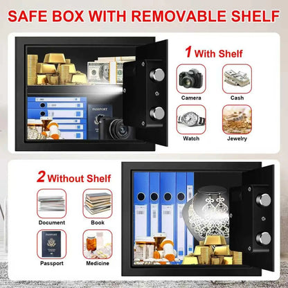 1.2 Cubic Feet Fireproof Safe Box with Digital Keypad, Removable Shelf for Home Security