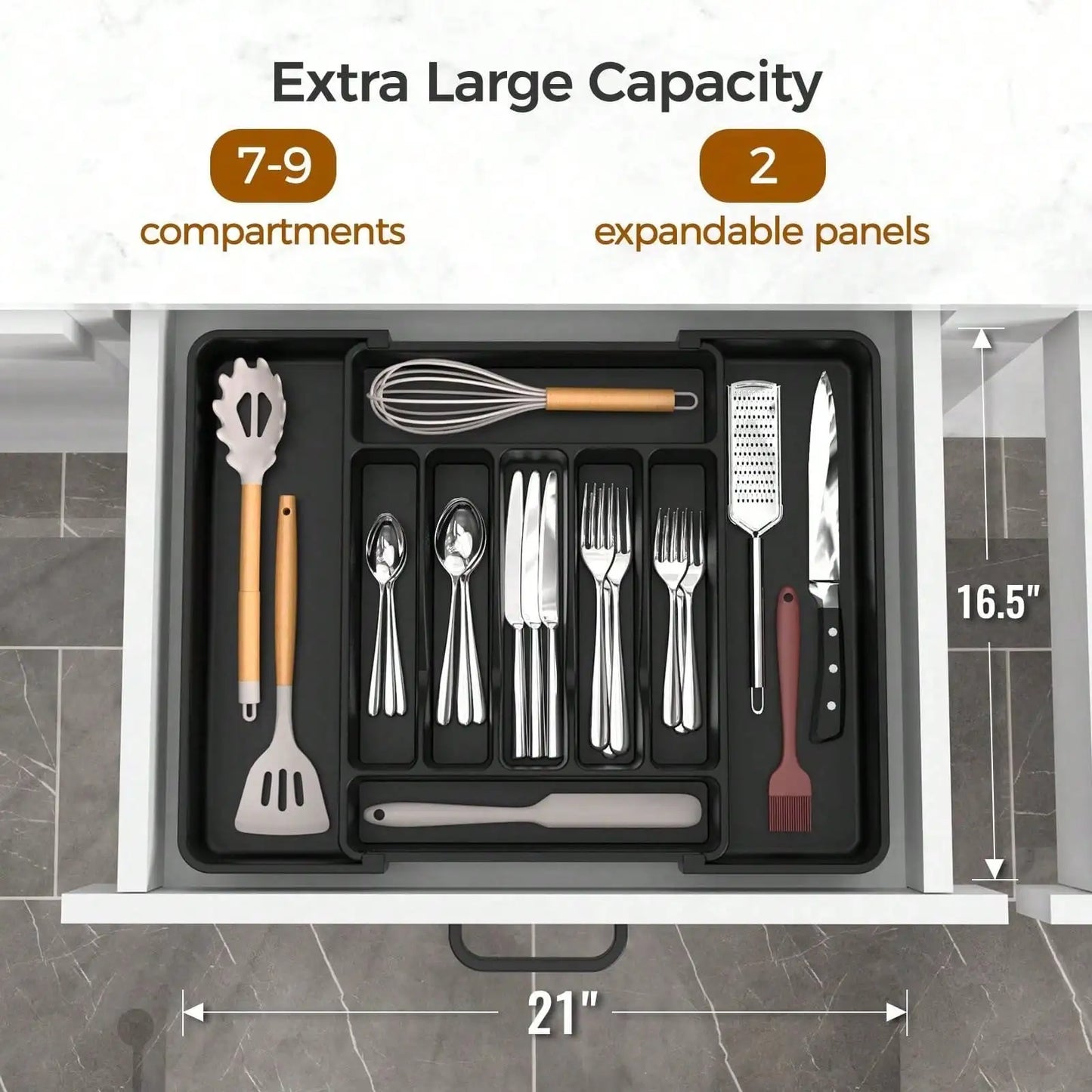 Kitchen tableware storage expert Extra Large Expandable Silverware Organizer