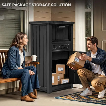 secure outdoor waterproof parcel storage box with lockable security system