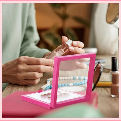 Rose Red 30 Pcs Press on Nail Packaging Box with 90 Pcs Adhesive Double Sided Tape Artificial Nail Display Case Storage Contain