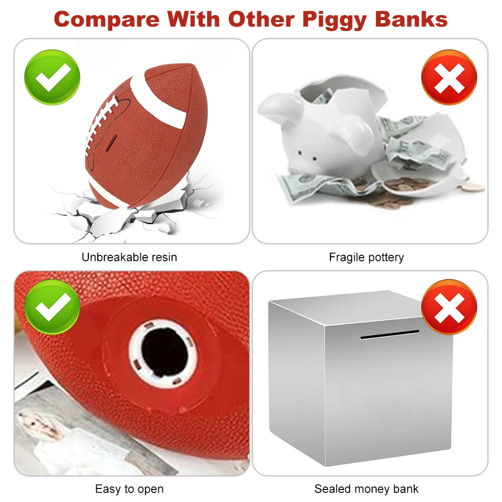 Football Piggy Bank Football Coin Bank Shatterproof Rugby Saving Bank Unbreakable  for Sports Fans