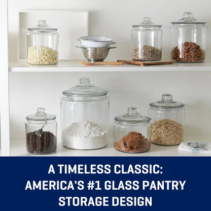 Set of 2 Large Glass Jars with Lids, 1 Gallon Capacity for Kitchen Storage
