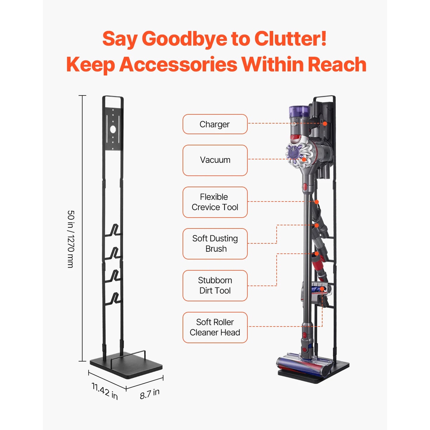SucceBuy Vacuum Stand Compatible With Dyson Stable Holder with 4 Hooks for Dyson DC30/31/34/35/58/59/62/74 Cordless Upright