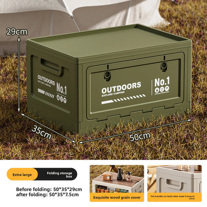 Foldable Storage Box for Camping Outdoor Large Capacity Side Opening Organizer for Car Home Toys Clothes