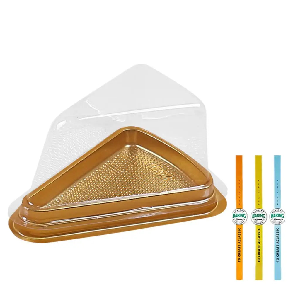 Set of 50 Cake Slice Container Cheesecake Cake Slice Container Holder Transparent Plastic Cakes Box (black)