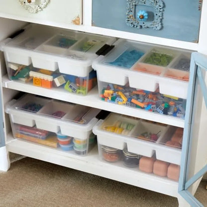 17 QT Plastic Storage Box with Removable Tray Craft Organizers and Storage Clear Container for Organizing Bead Tool Sewing Play