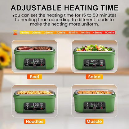 Portable Electric Lunch Box with 20000mAh Battery, Smart Timer, Adjustable Temperature, Leakproof Design