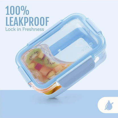 10-Piece Glass Meal Prep Containers with Silicone Boot & Airtight Lids, Dishwasher/Microwave/Freezer Safe, Halogen Blue