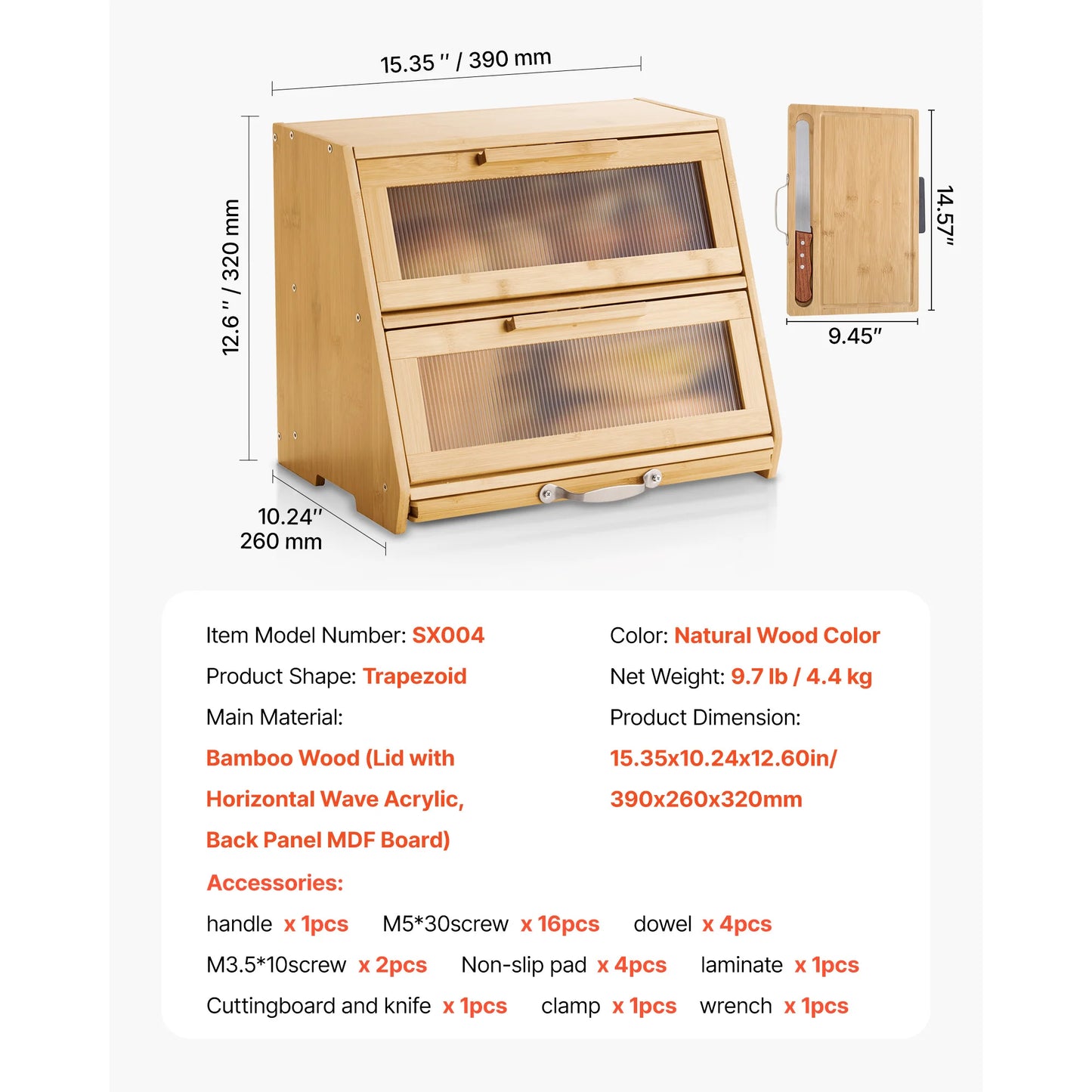 Large Capacity Bamboo Bread Storage Container