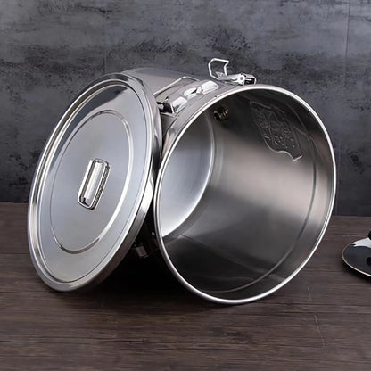 6L Airtight Rice Bucket 304 Stainless Steel Food Storage Container Canister with Lid for Kitchen Grain Flour
