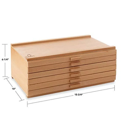 12 Drawer Wooden Artist Storage Box for Pastels Pencils Pens Markers Brushes and Tools in Brown with Organized Compact Design