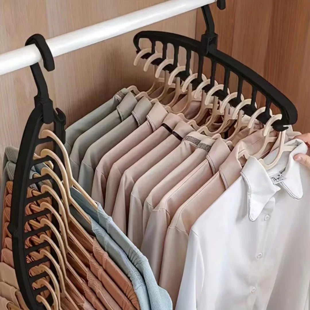 Ultimate Closet Organizer: 2pcs Foldable Hanger Set with 11 Holes, Maximize Space for Pants, Jeans, Ties, Scarves, Belts - Heavy Duty Wardrobe & Cabinet Storage Solution, Holds 44 Items