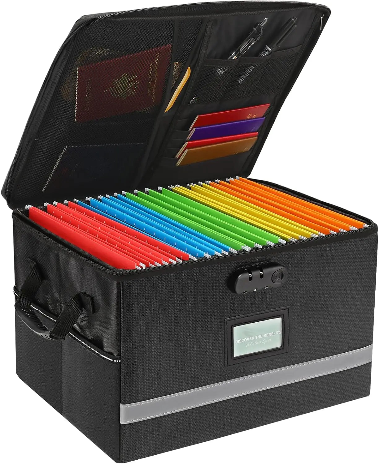 Fireproof Document Organizer Box with Lock, Portable File Storage Container for Home Office