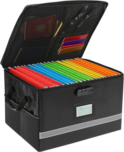 Fireproof Document Organizer Box with Lock, Portable File Storage Container for Home Office