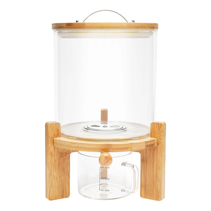 5L Clear Glass Cereal Dispenser, Cereal Storage Containers with Sealed Bamboo Lid for Rice Nuts Coffee Beans