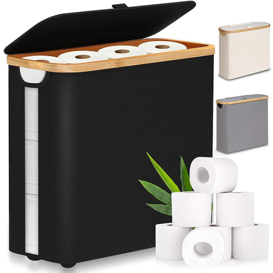 Toilet Paper Storage Basket Foldable Large Capacity Bathroom Storage Box Holder With Lid Multipurpose Organizer for 12-16 Rolls