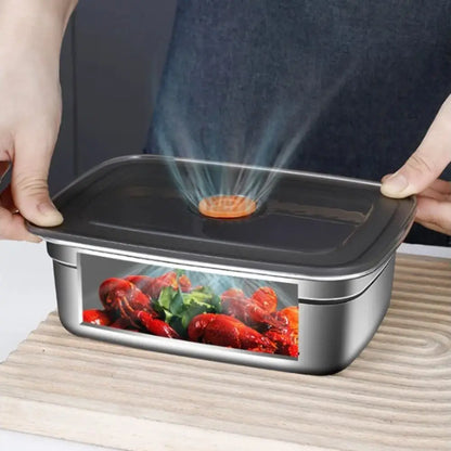 Stainless Steel  Large Capacity Refrigerator Freezer Storage Box Sealed Microwave Suitable Leak-proof Box