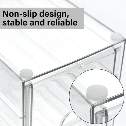 Clear Stackable Drawer Organizer with 17 Drawers, Set of 4 for Craft Office Desk Makeup Jewelry Art Supply Storage