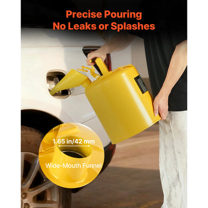 SucceBuy Safety Can 5 Gal Type I Yellow Safety Can for Diesel with Self-Closing Lid and PE Funnel Storage