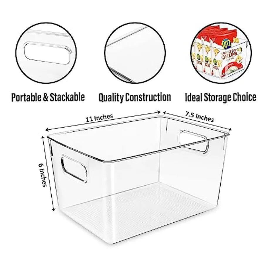 Clear Plastic Storage Bins for Kitchen Pantry Fridge Freezer Bathroom Medicine Cabinet Organizer Containers Transparent Color D
