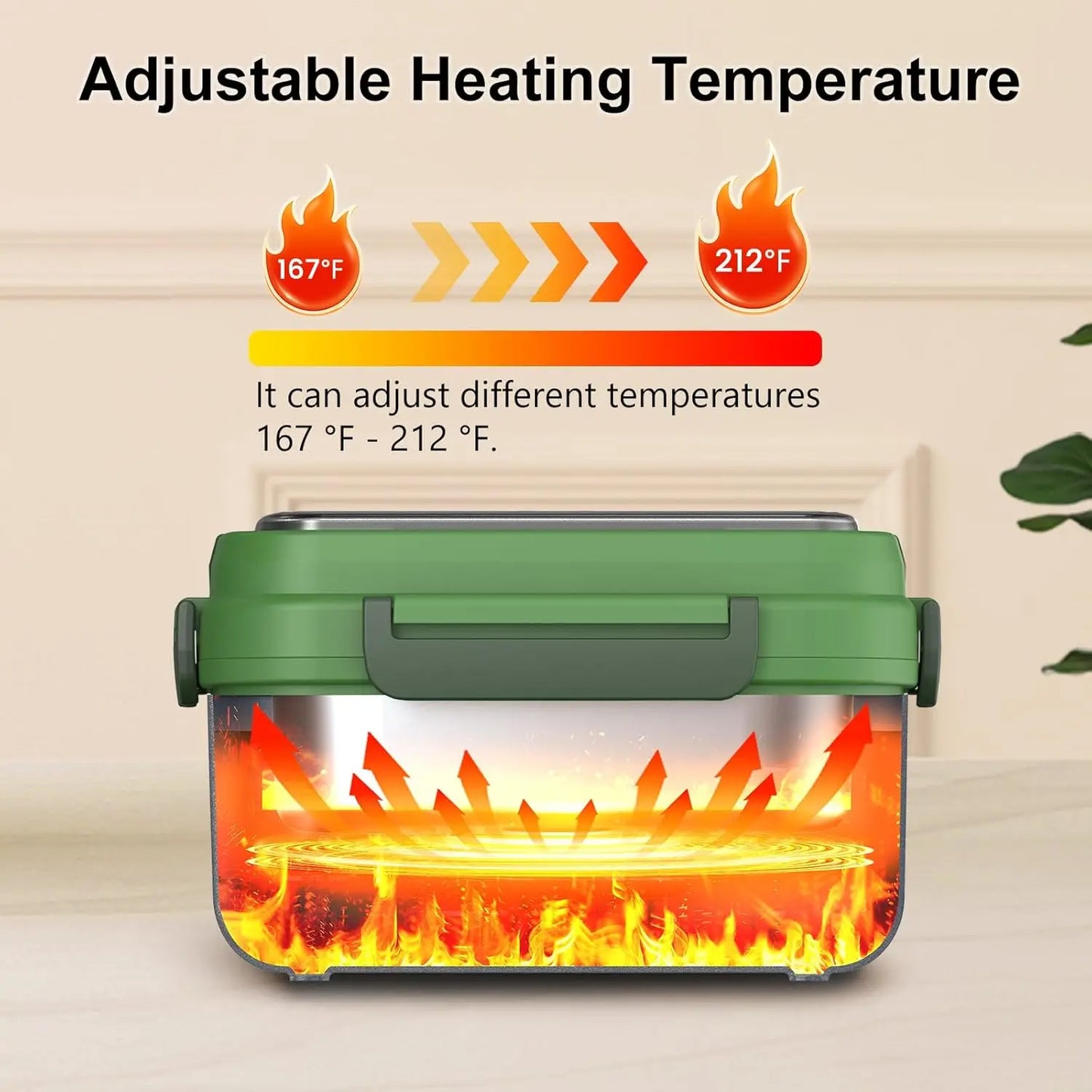 Portable Electric Lunch Box with 20000mAh Battery, Smart Timer, Adjustable Temperature, Leakproof Design