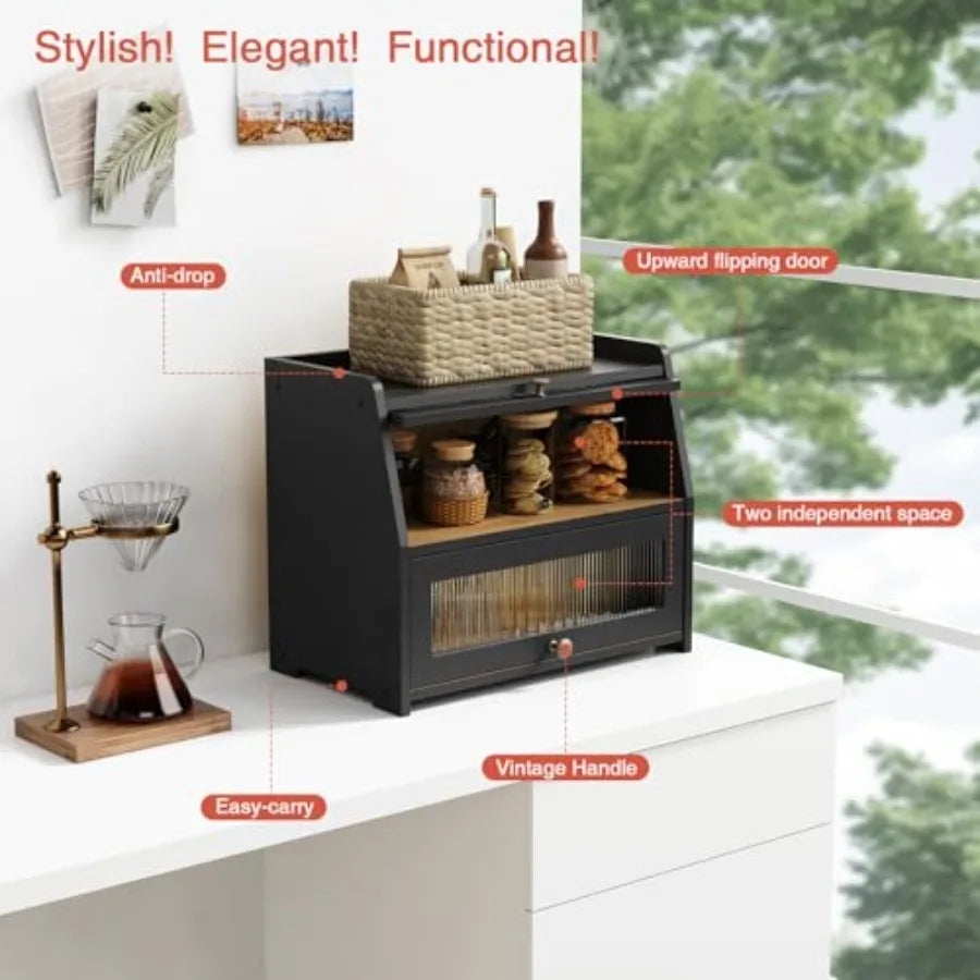 Large Bread Box for Kitchen Countertop Farmhouse Breadbox