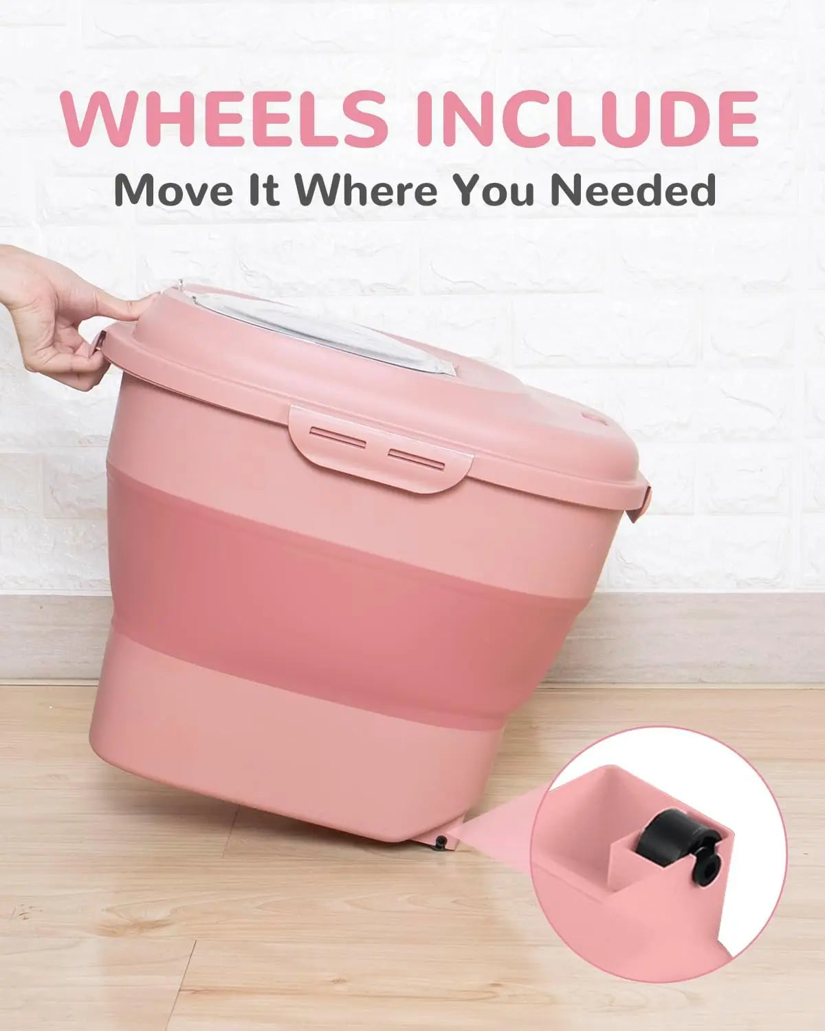 Collapsible Pet Food Storage Container with Airtight Lids, Wheels, Scoop and 2 Containers for Dogs and Cats