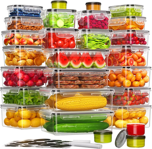 54-Piece Food Storage Containers Set with Lids, BPA-Free, Leak-Proof, Reusable for Kitchen Organization