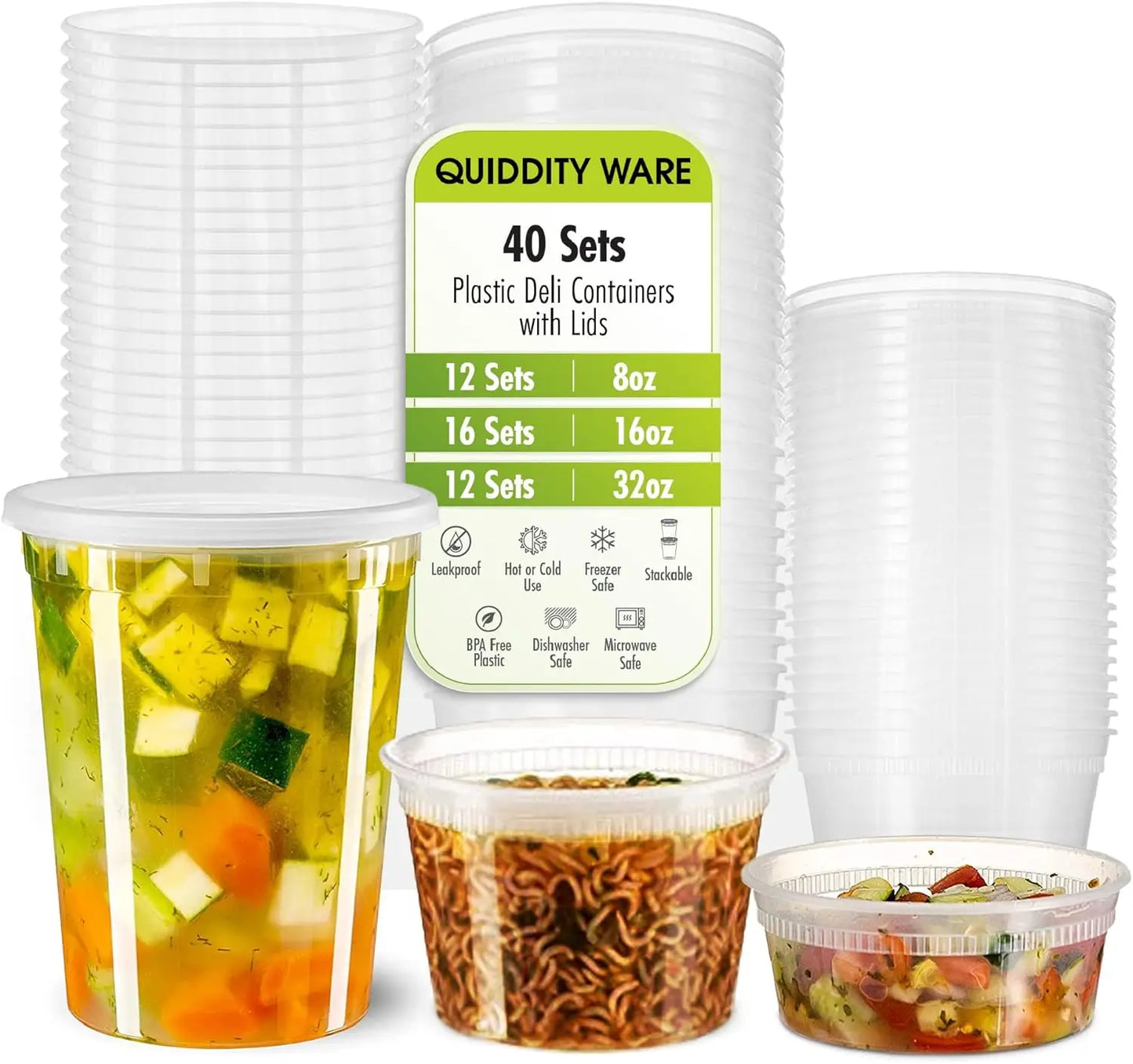 Leakproof Food Storage Containers, 40 Sets BPA-Free Microwaveable Clear Plastic, Freezer & Dishwasher Safe