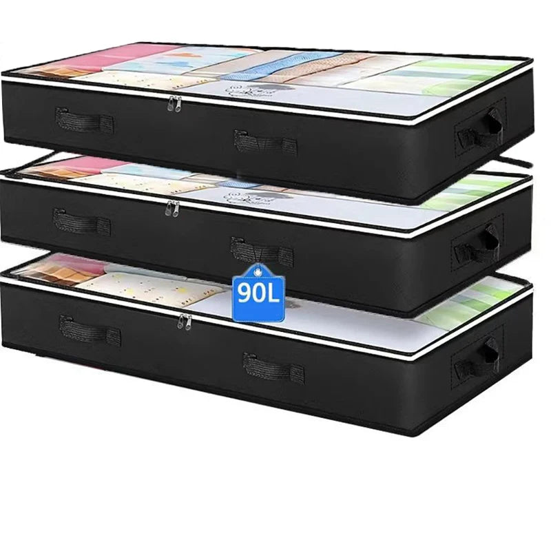 Foldable Under Bed Storage Containers with Clear Window Underbed Toy Organizers and Clothing Storage Bags Closet Storage Bins