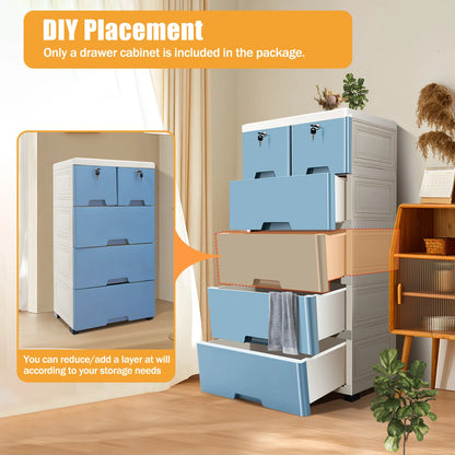 Classic 6 Drawer Plastic Dresser Storage Tower Closet Organizer Unit for Home Office Bedroom