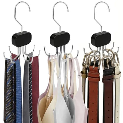 3 Pack Tank Top Hanger for Closet Organization, Metal Plastic, Black, 360 Rotating Foldable, Space-Saving Bra and Belt Organize