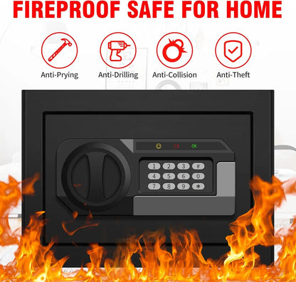 1.2 Cubic Feet Fireproof Safe Box with Digital Keypad, Removable Shelf for Home Security