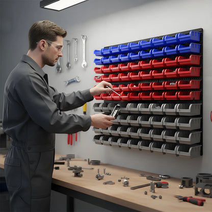 45/90/135pcs Wall-Mounted Tool Organizer System with Storage Bins & Holders - Durable DIY Garage & Workshop Rack for Screws, Nut