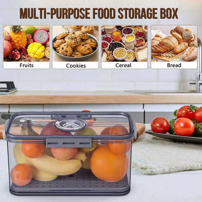 Airtight Bread Storage Container with Time Dial, Large Capacity for Homemade Bread, Toast, Bagels, Grey