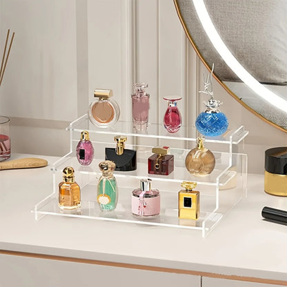 3-Tier Clear Acrylic Display Stand Jewelry Makeup Cupcake Organizer Transparent Shelf Sturdy Base Space-Saving Storage