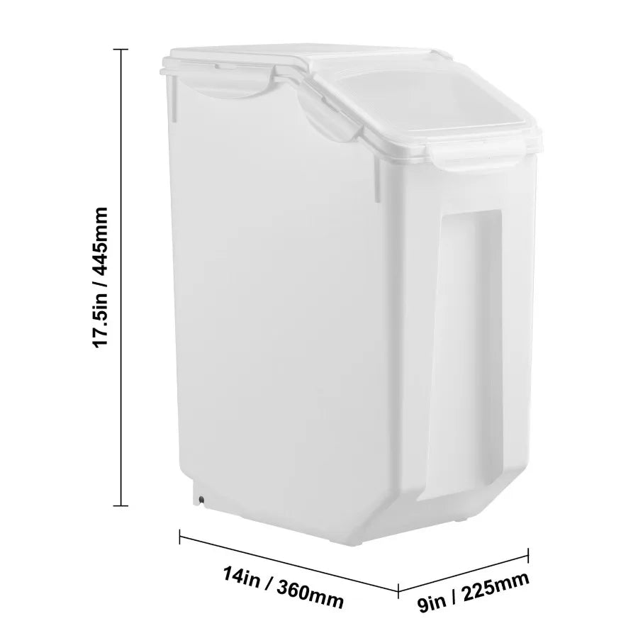 4.5Gallon 20L Large Rice Storage Container with Wheels for Kitchen Ingredient Grain Cereal Flour Pet Food Dispenser Bin Airtigh