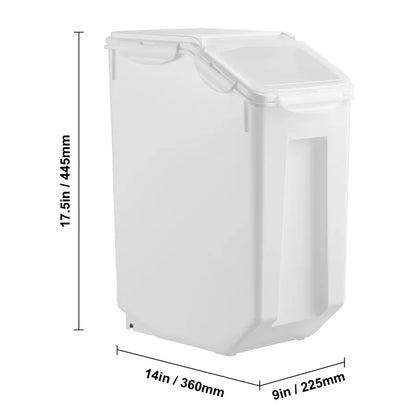 4.5Gallon 20L Large Rice Storage Container with Wheels for Kitchen Ingredient Grain Cereal Flour Pet Food Dispenser Bin Airtigh