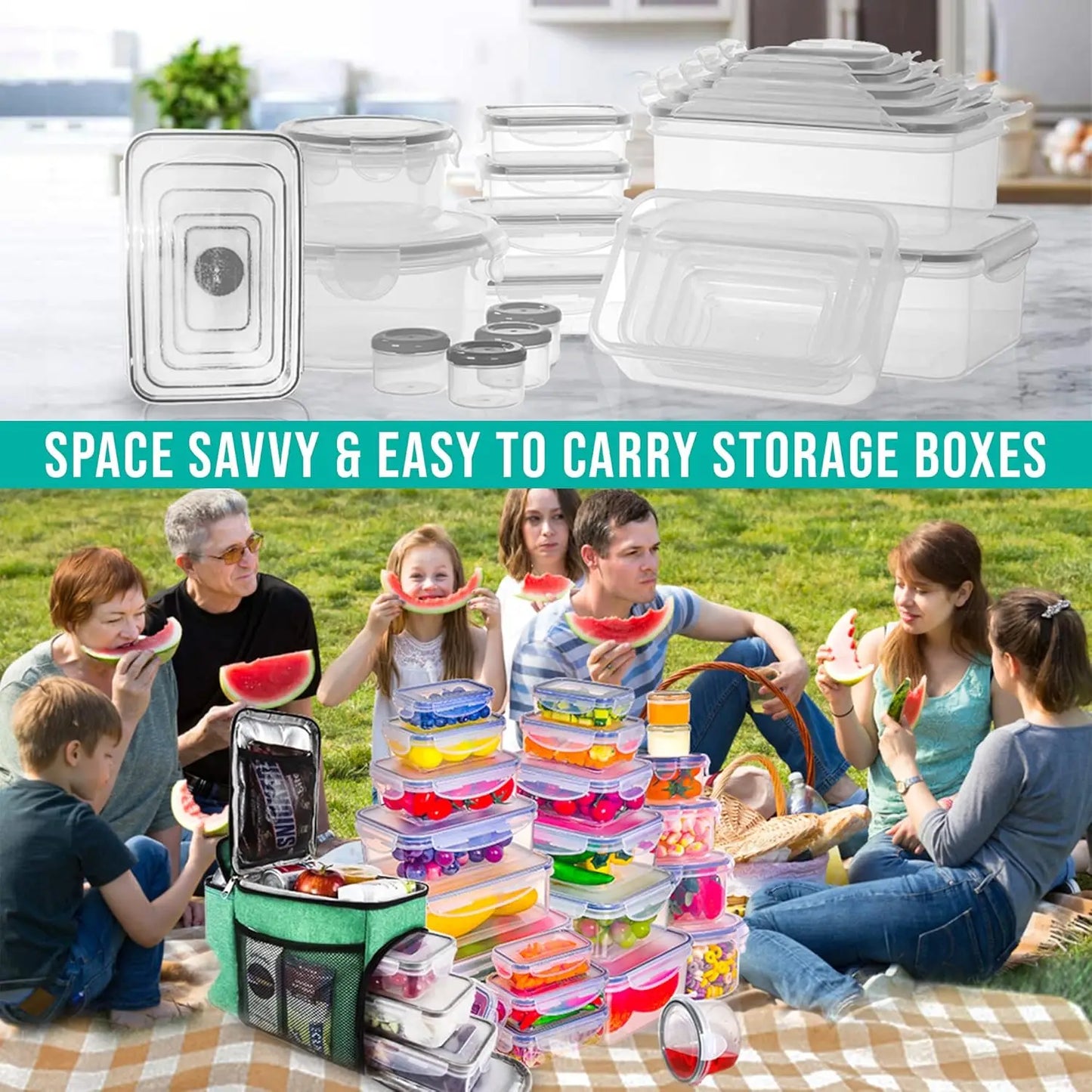 50 Pcs Large Food Storage Containers with Lids Airtight 85 OZ to Small Stackable Kitchen Set BPA Free Leak Proof Microwave Safe