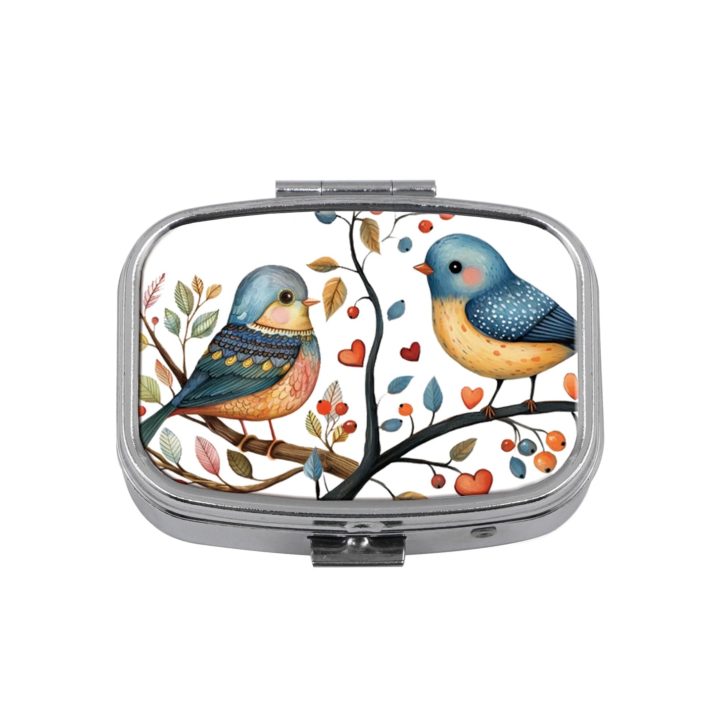 Cute Cats Pill Box Divided Metal Square Animals Tiger Birds Pill Box Travel Portable Medicine Case