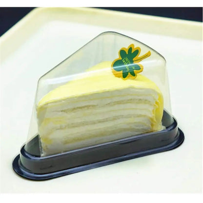 Set of 50 Cake Slice Container Cheesecake Cake Slice Container Holder Transparent Plastic Cakes Box (black)