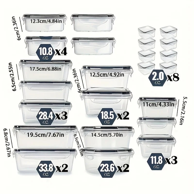 12pcs Food Storage Container Set With Easy-Snap Lids - Airtight Plastic Containers
